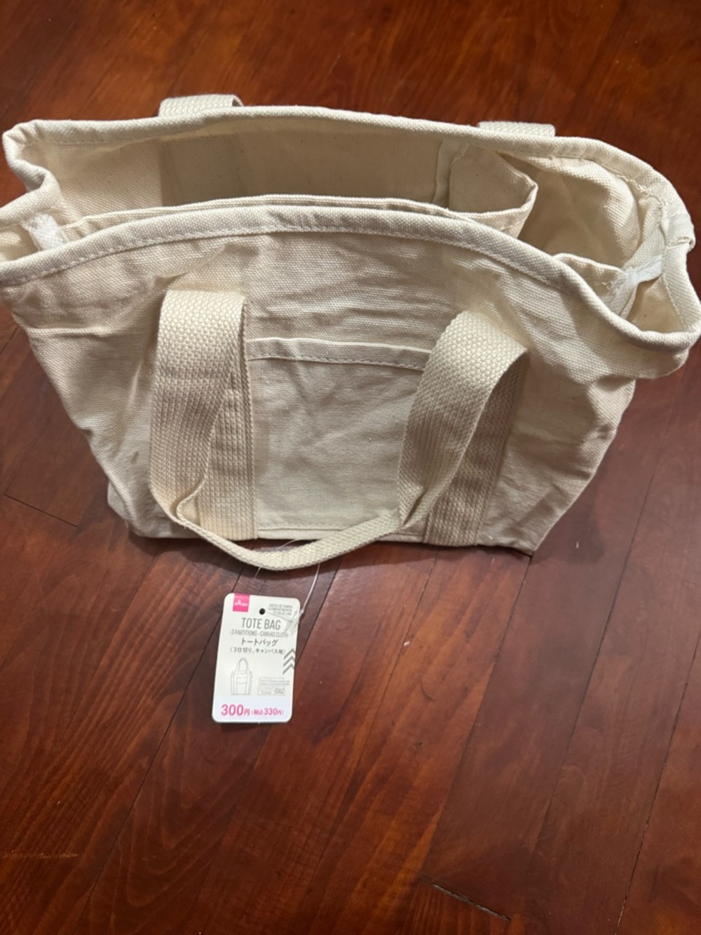 Classic Cream Canvas Mini Tote Bag with Front Pocket - Picture 8 of 11